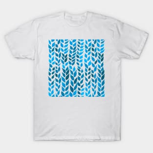 Simple Watercolor Leaves - Blue T-Shirt